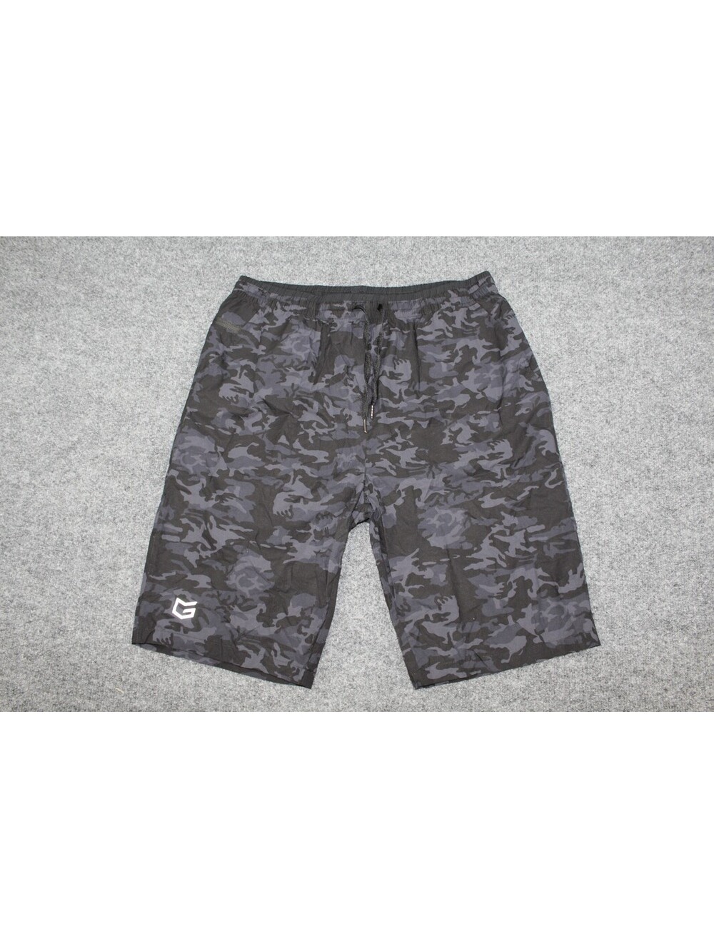 G Gradual Men Large Gray Camo Athletic Gym Workout Shorts